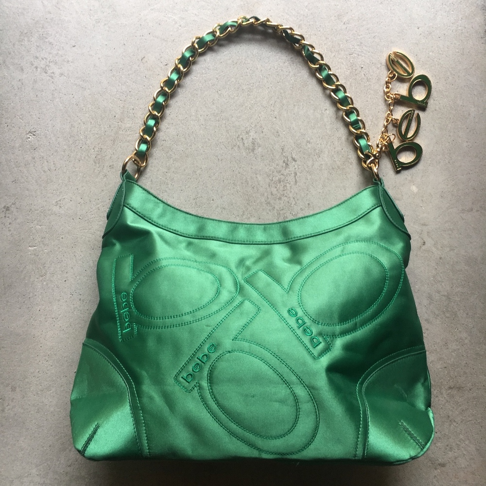 BEBE Green Satin Purse
